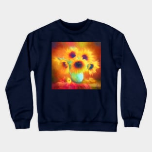 Pastel Painting - Sunflowers still life Crewneck Sweatshirt